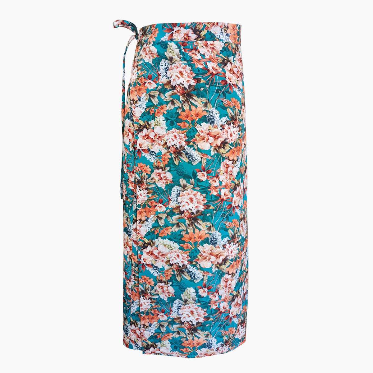 Italian Silk Wrap Skirt - Fiori Turquoise