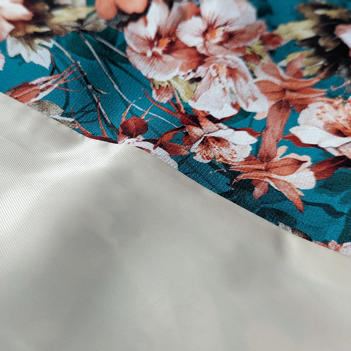 Italian Silk Wrap Skirt - Fiori Turquoise