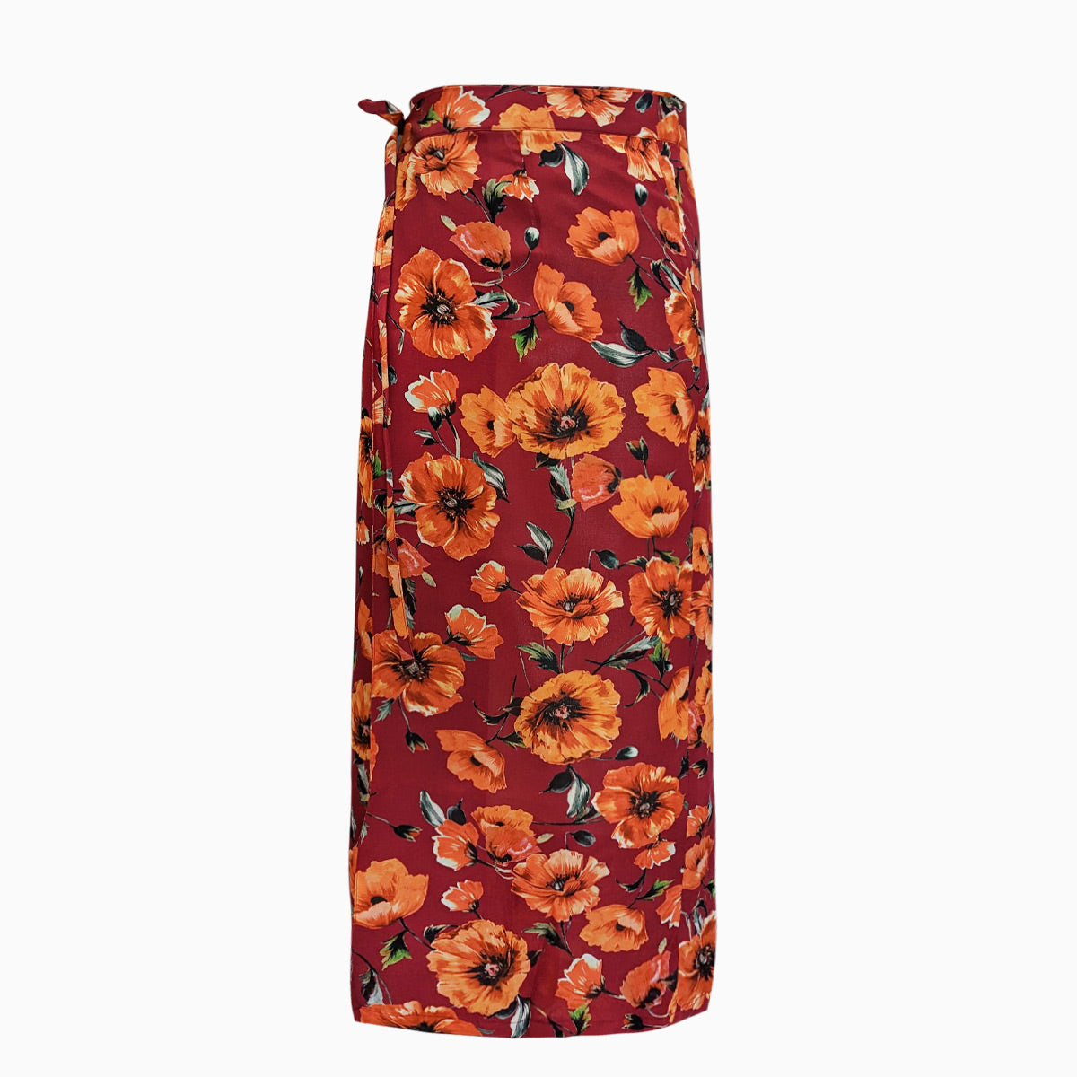 Italian Silk Wrap Skirt - Poppy