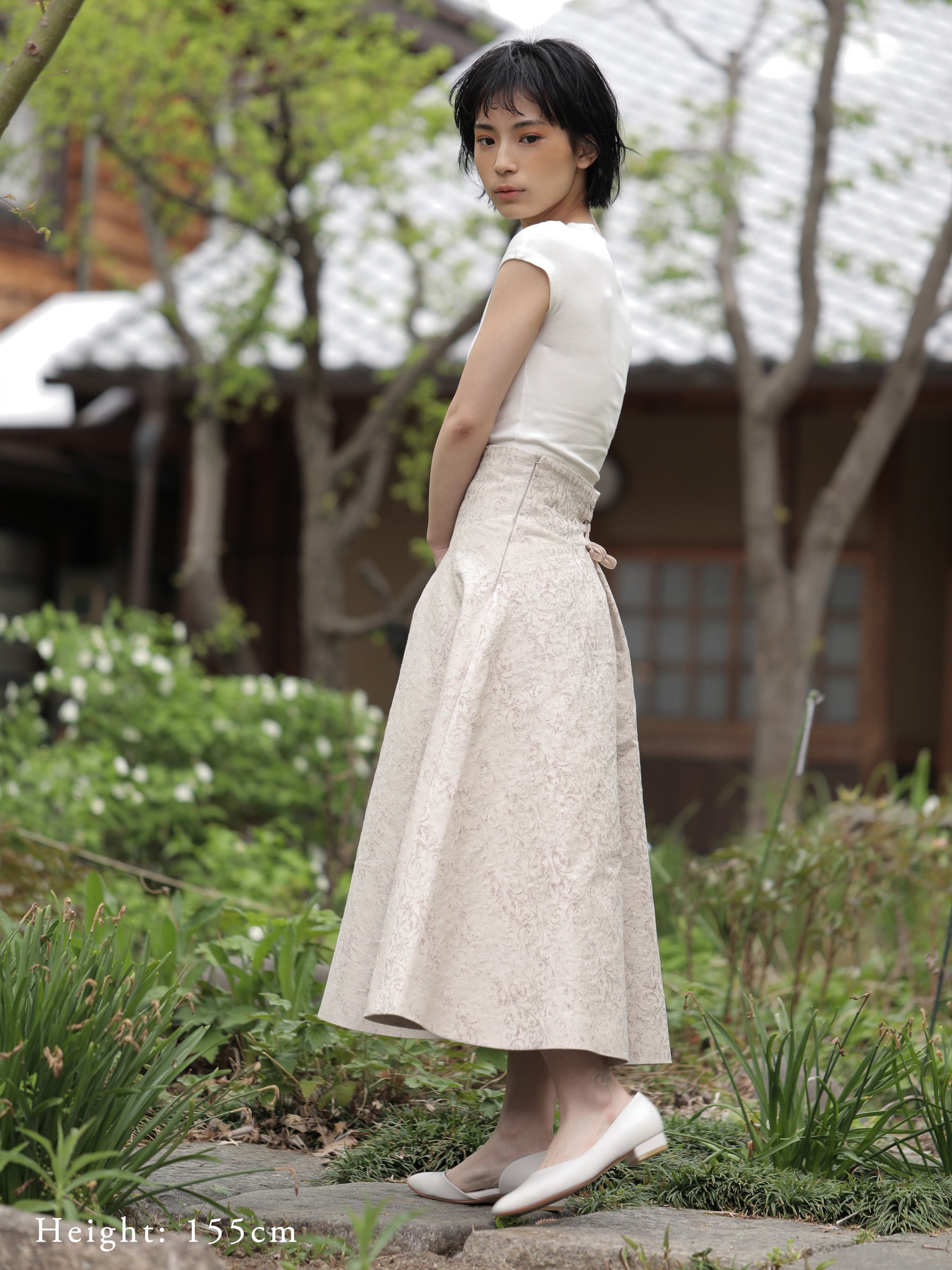 Nishijin High Waist Corset Skirt - Avorio